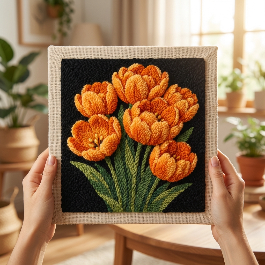 «Помаранчеві тюльпани» Набір для килимової вишивки