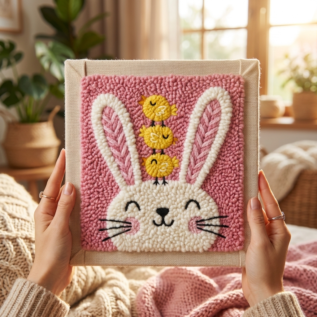 «Зайчик з циплятами» Набір для килимової вишивки