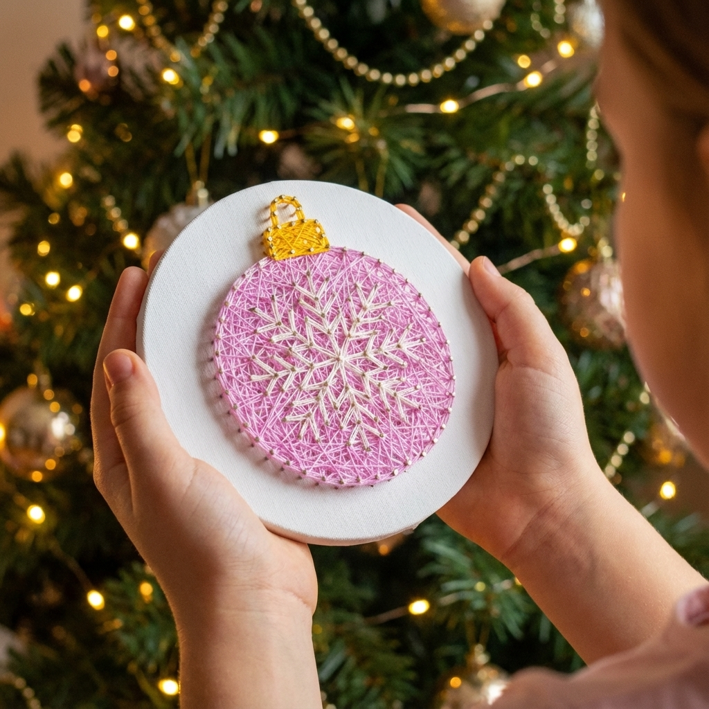 Набір в техніці String Art «Ялинкова кулька» діаметр 20 см