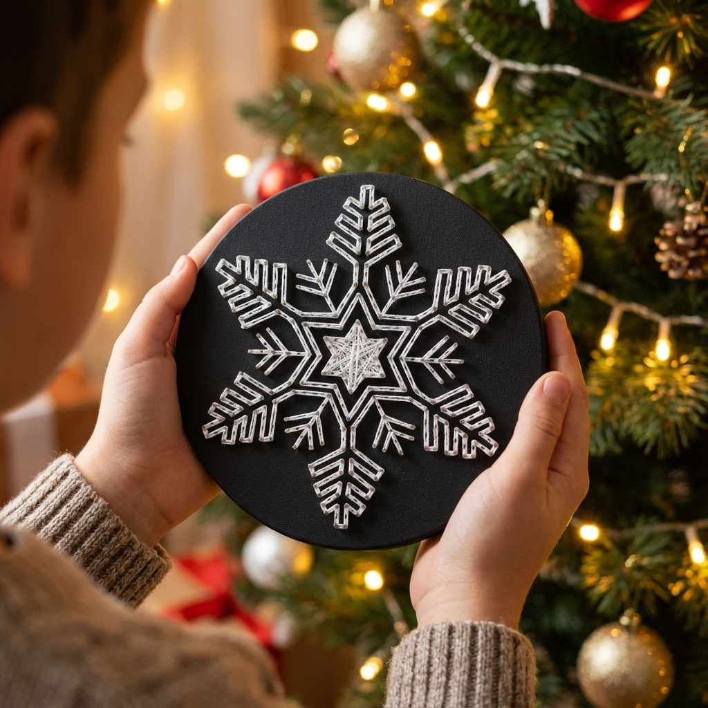 Набір в техніці String Art «Сніжинка» діаметр 20 см