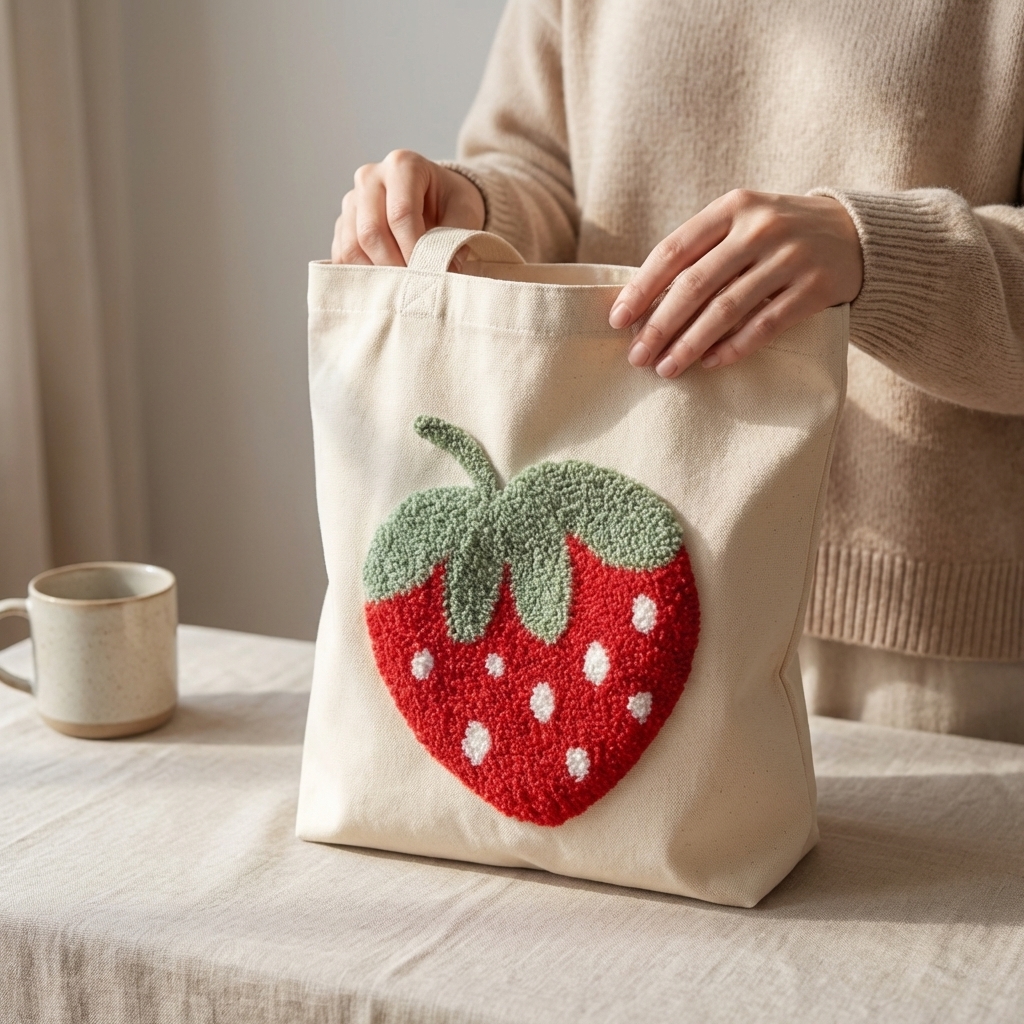 «Полуничка» Набір для шопера в техніці килимової вишивки