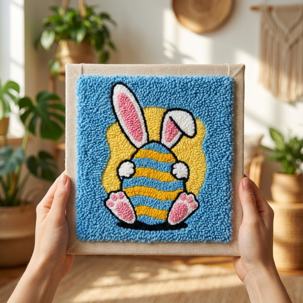 «Зайчик з писанкою» Набір для килимової вишивки