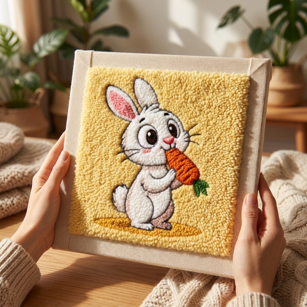 «Зайчик з морквою» Набір для килимової вишивики