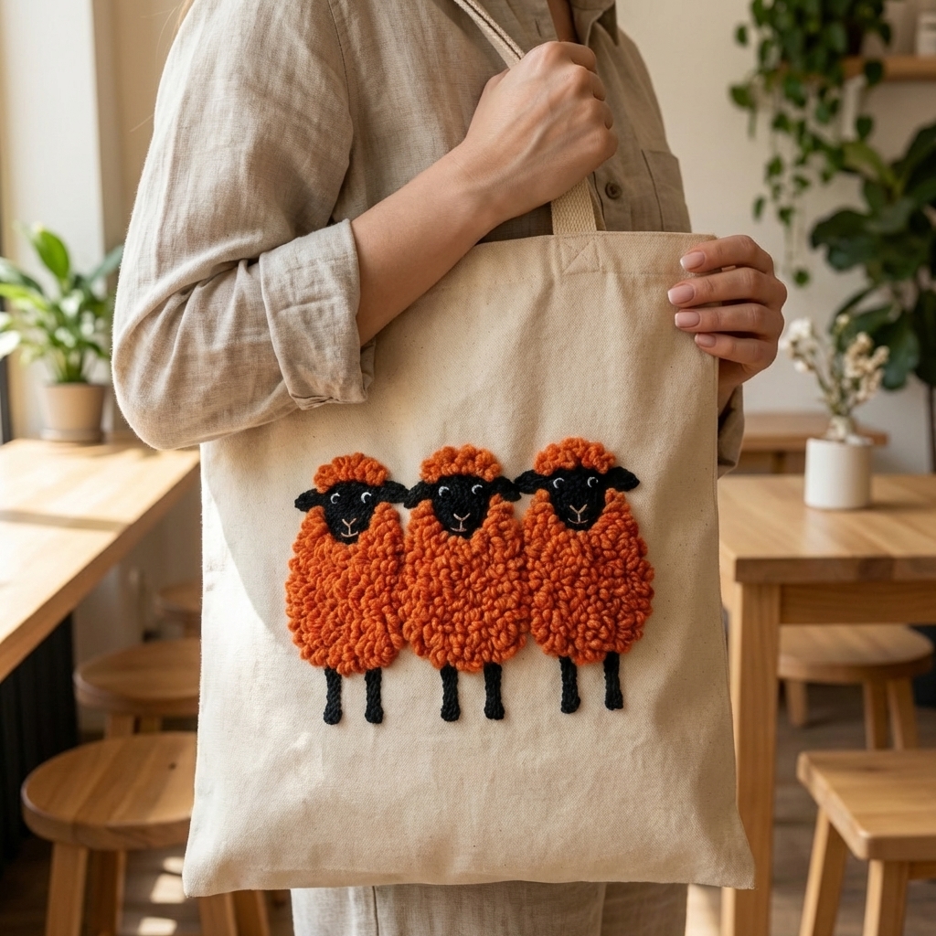 «Сонячні вівці» Набір для шопера у техніці килимової вишивки