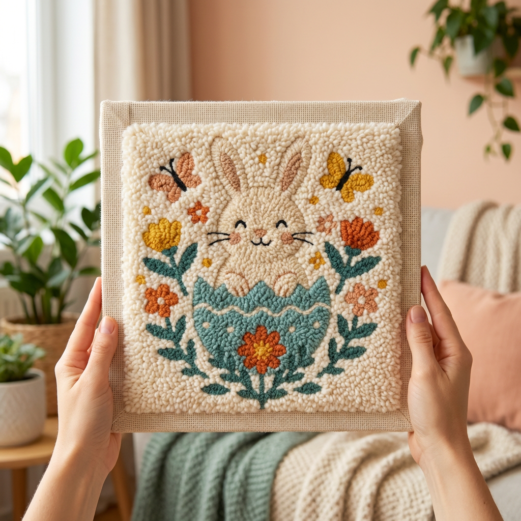 «Зайчик в писанці» Набір для килимової вишивки