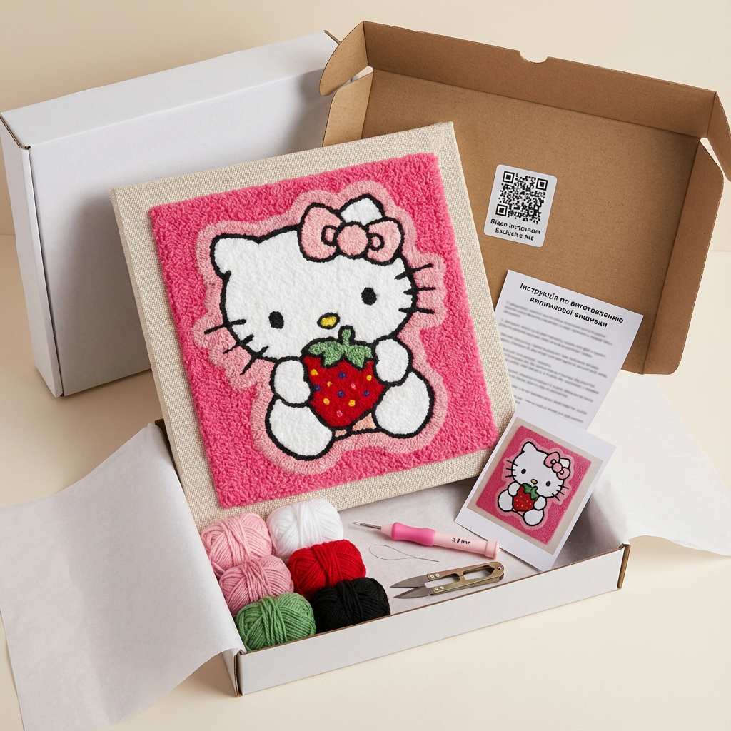 «Кітті» Набір для картини в техніці килимкова вишивка