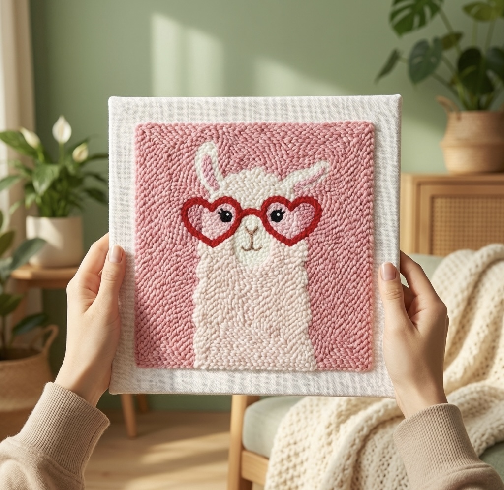 «Рожева Лама» Набір для килимової вишивки