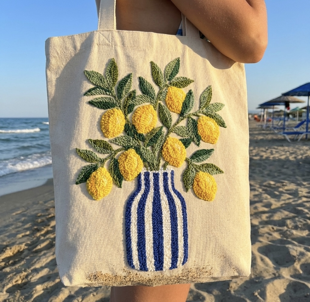 «Ваза лимонів» Набір для шопера в техніці килимової вишивки