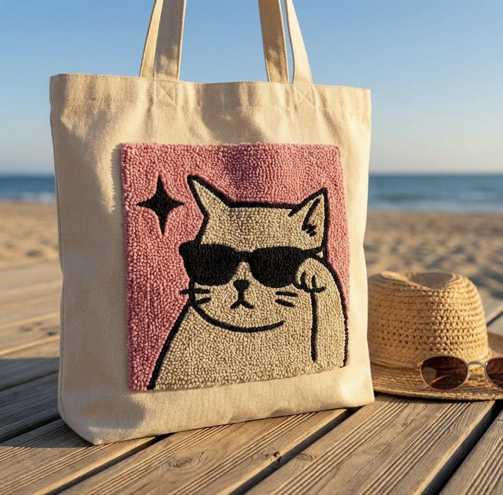 «Cat boss» Набір для шопера в техніці килимової вишивки