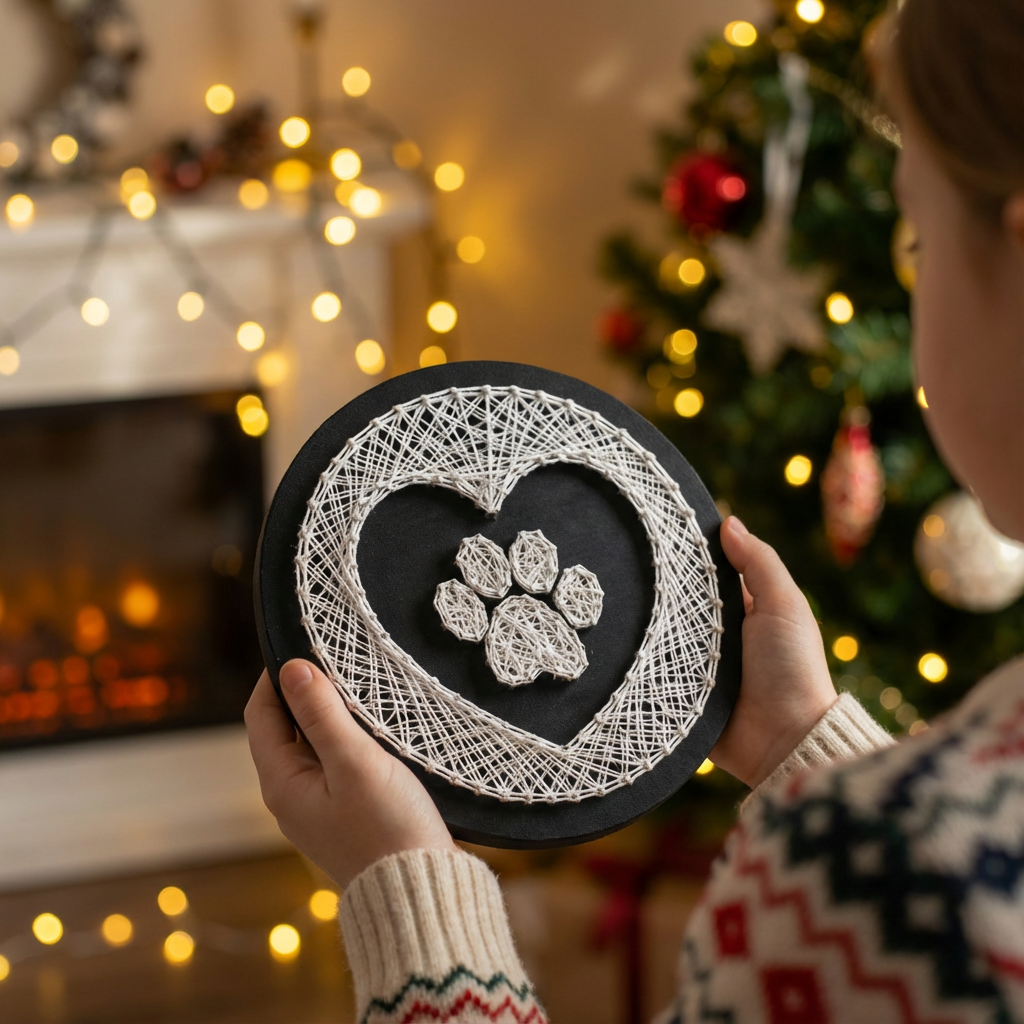 «Лапка в серці» Набір для картини ниткою