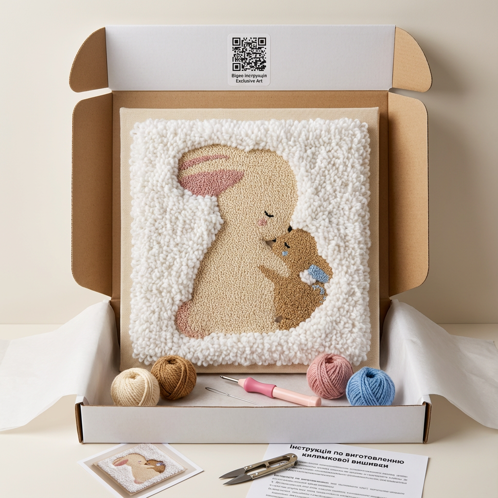 «Зайчики» Набір для створення картини в техніці килимкова вишивка