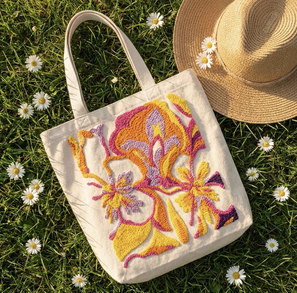 «Кольорові квіти» Набір для шопера в техніці килимової вишивки