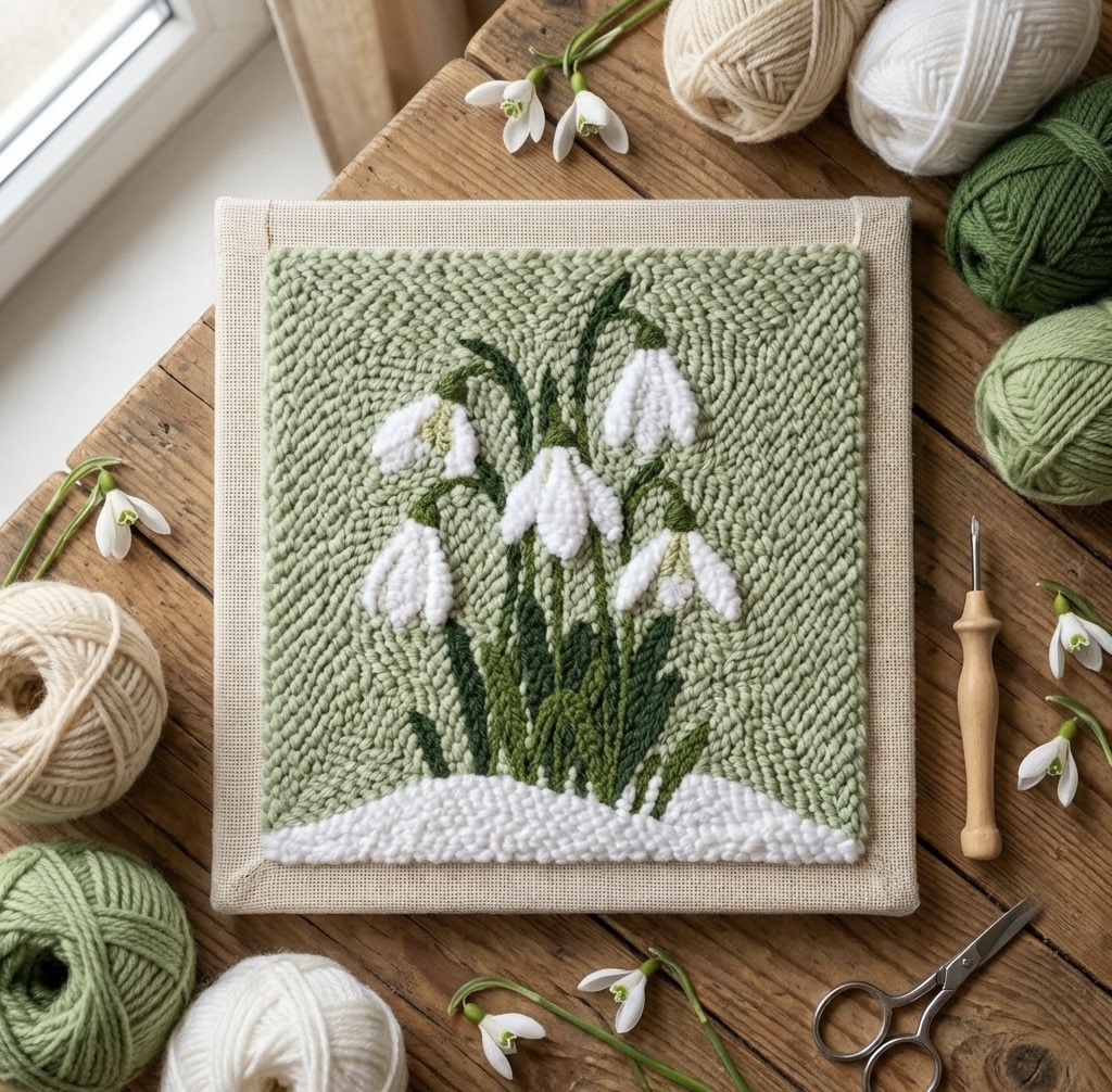 «Білі підсніжники» Набір для килимової вишивки