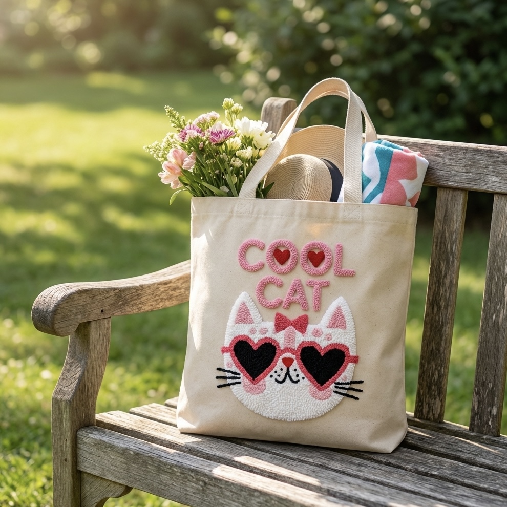 «Крутий кіт» Набір для шопера в техніці килимової вишивки