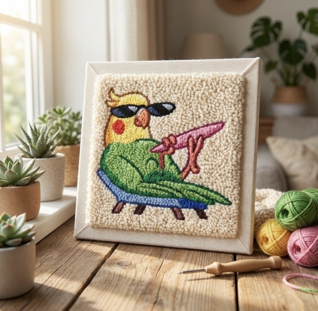 «Крутий папуга» Набіо для килимових вишивки