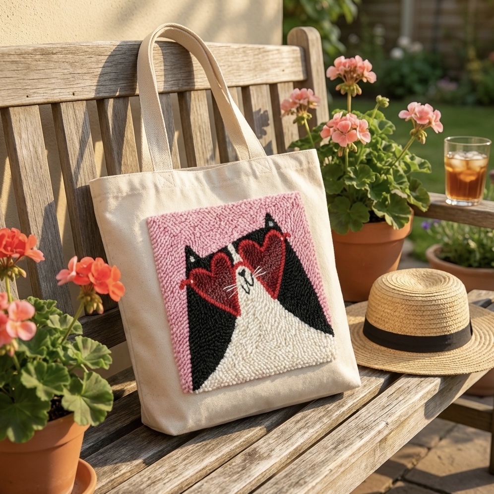 «Вайбовий кіт» Набір для шопера в техніці килимової вишивки