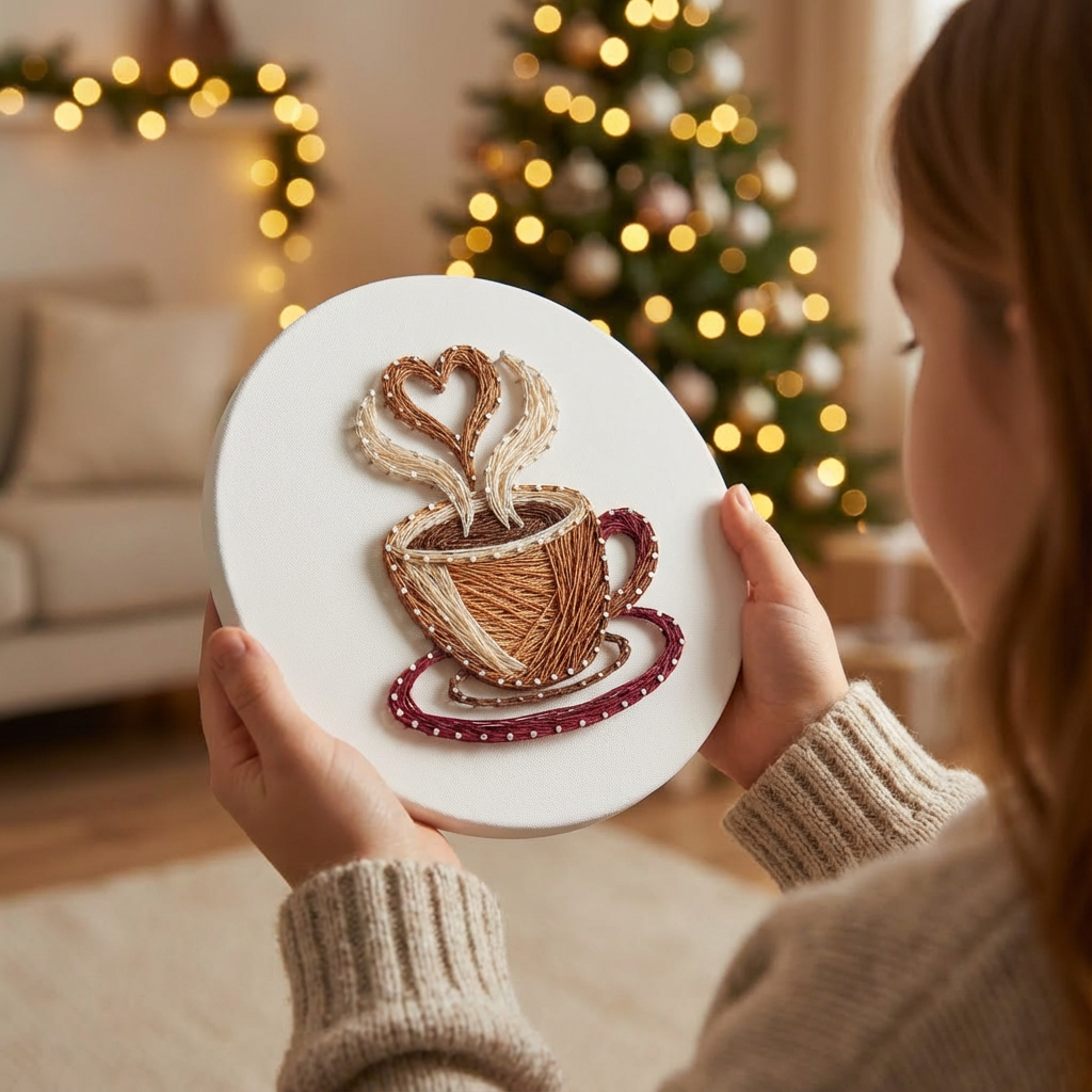 «Чашка кави з любовʼю» Набір для картини ниткою