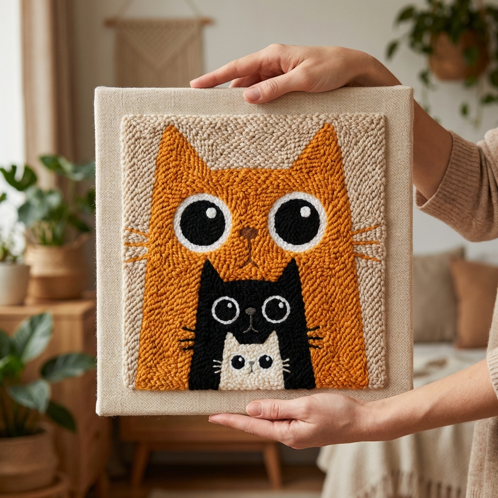 «Сімʼя котів» Набір для створення килимкової вишивки