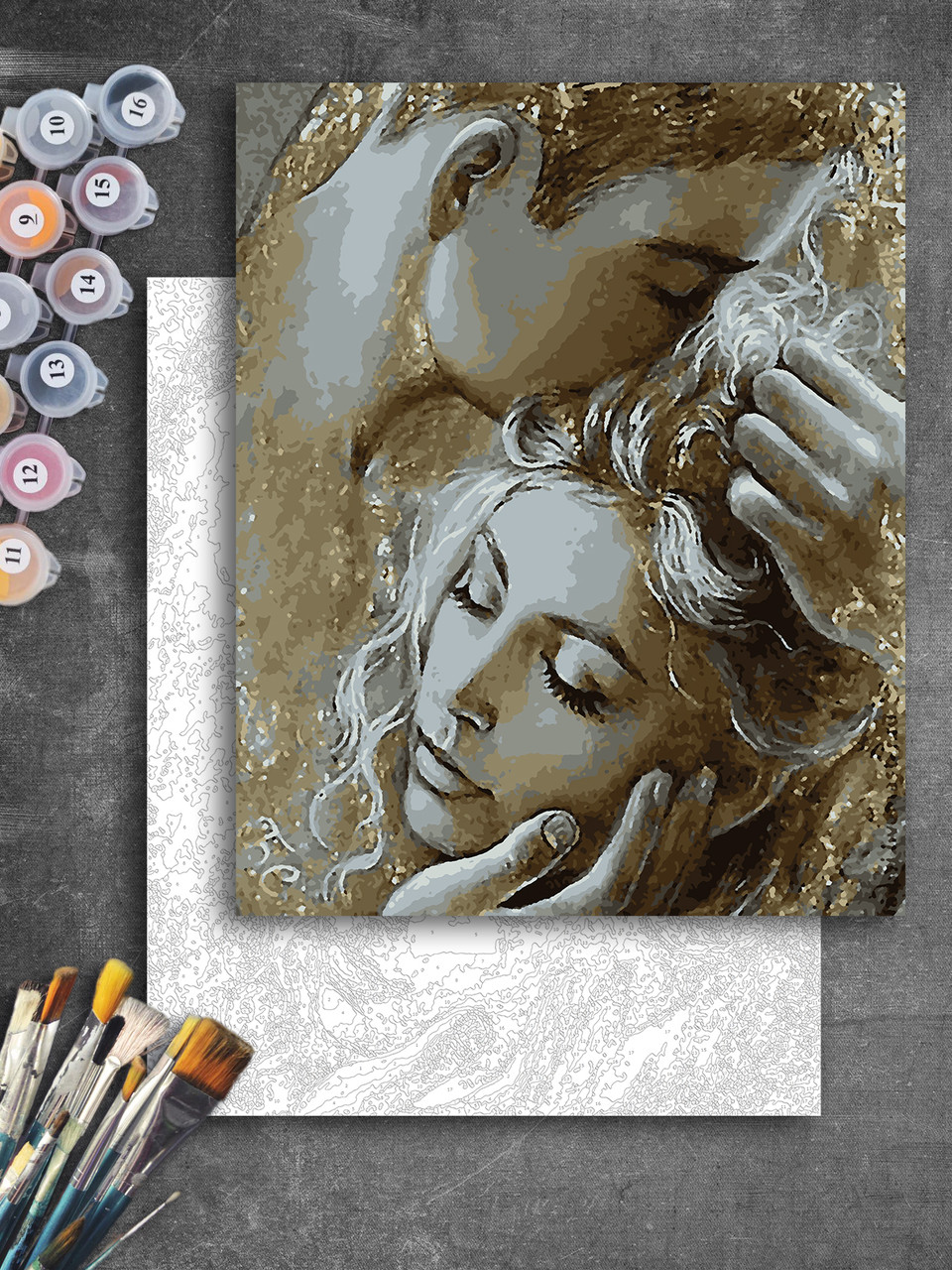 ЗОЛОТА Картина за номерами колекції "Art Millennium" на полотні із золотими фарбами "Кохання. Чоловік і жінка"