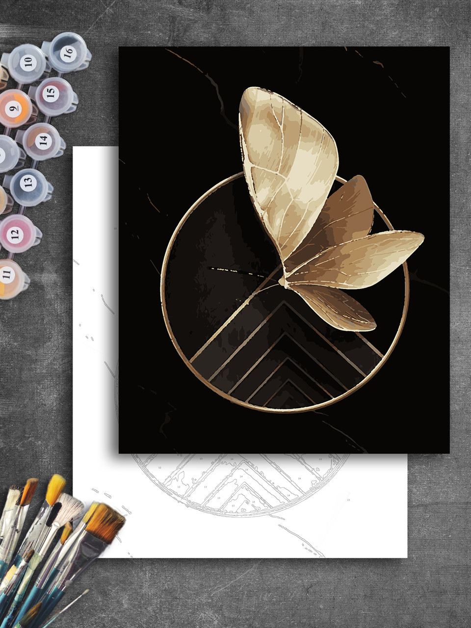 ЗОЛОТА Картина по номерам колекції "Art Millennium" на полотні із золотими фарбами "Метелик мінімалізм"