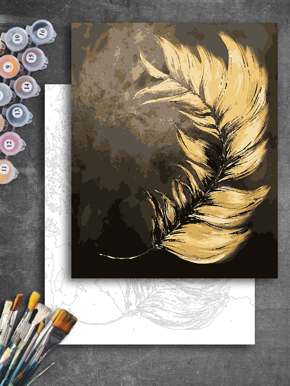 ЗОЛОТА Картина по номерам колекції "Art Millennium" на полотні із золотими фарбами "Пір'їнка"