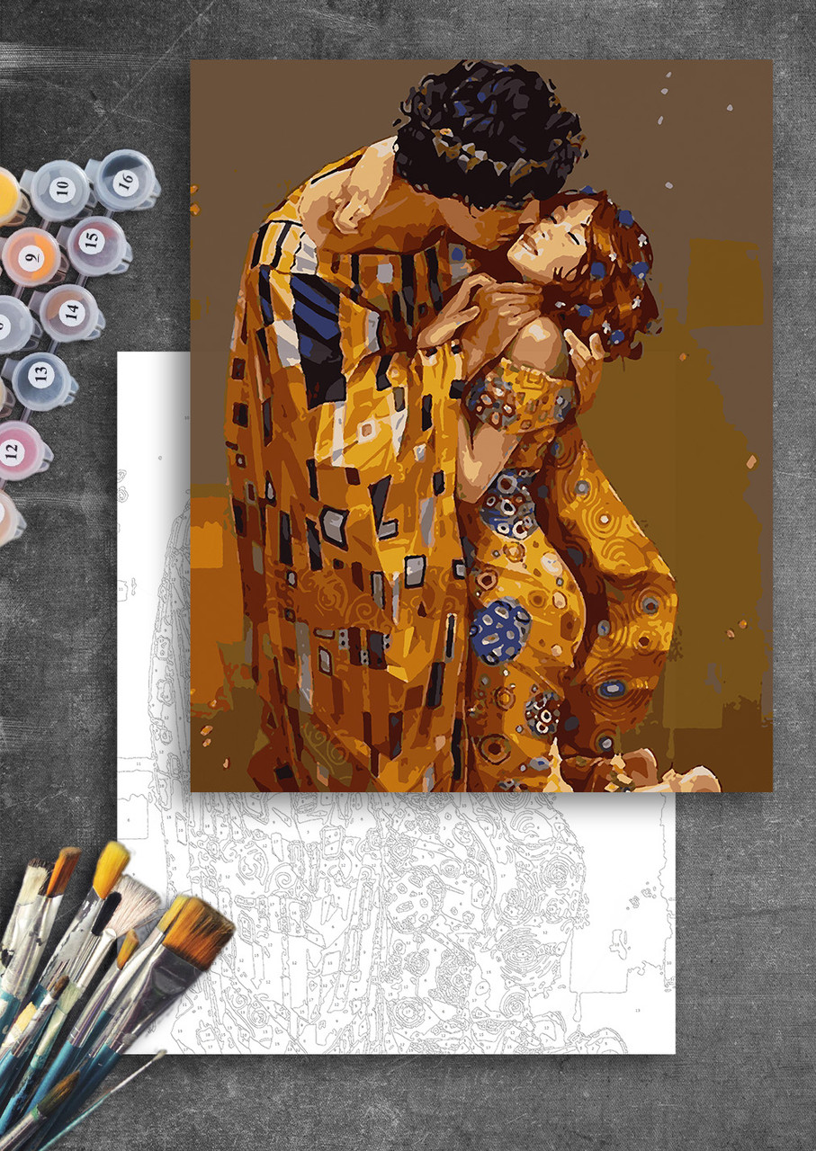 ЗОЛОТА Картина по номерам колекції "Art Millennium" на полотні із золотими фарбами "Кохання. Поцілунок"