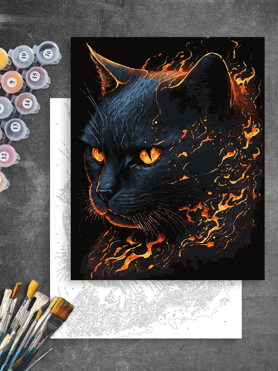 ЗОЛОТА Картина по номерам колекції "Art Millennium" на полотні із золотими фарбами "Чорний кіт"