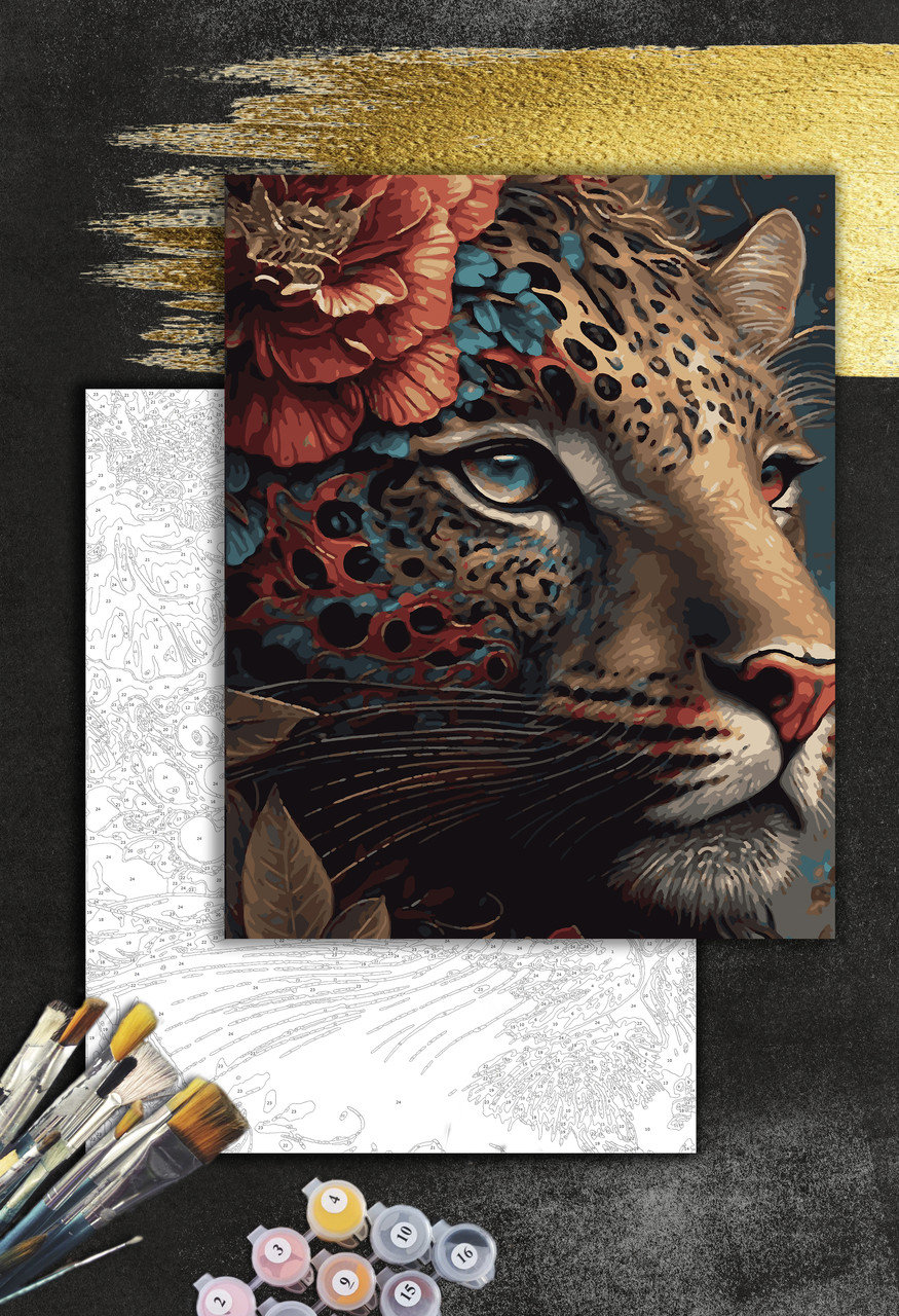 ЗОЛОТА Картина по номерам колекції "Art Millennium" на полотні із золотими фарбами "Леопард"