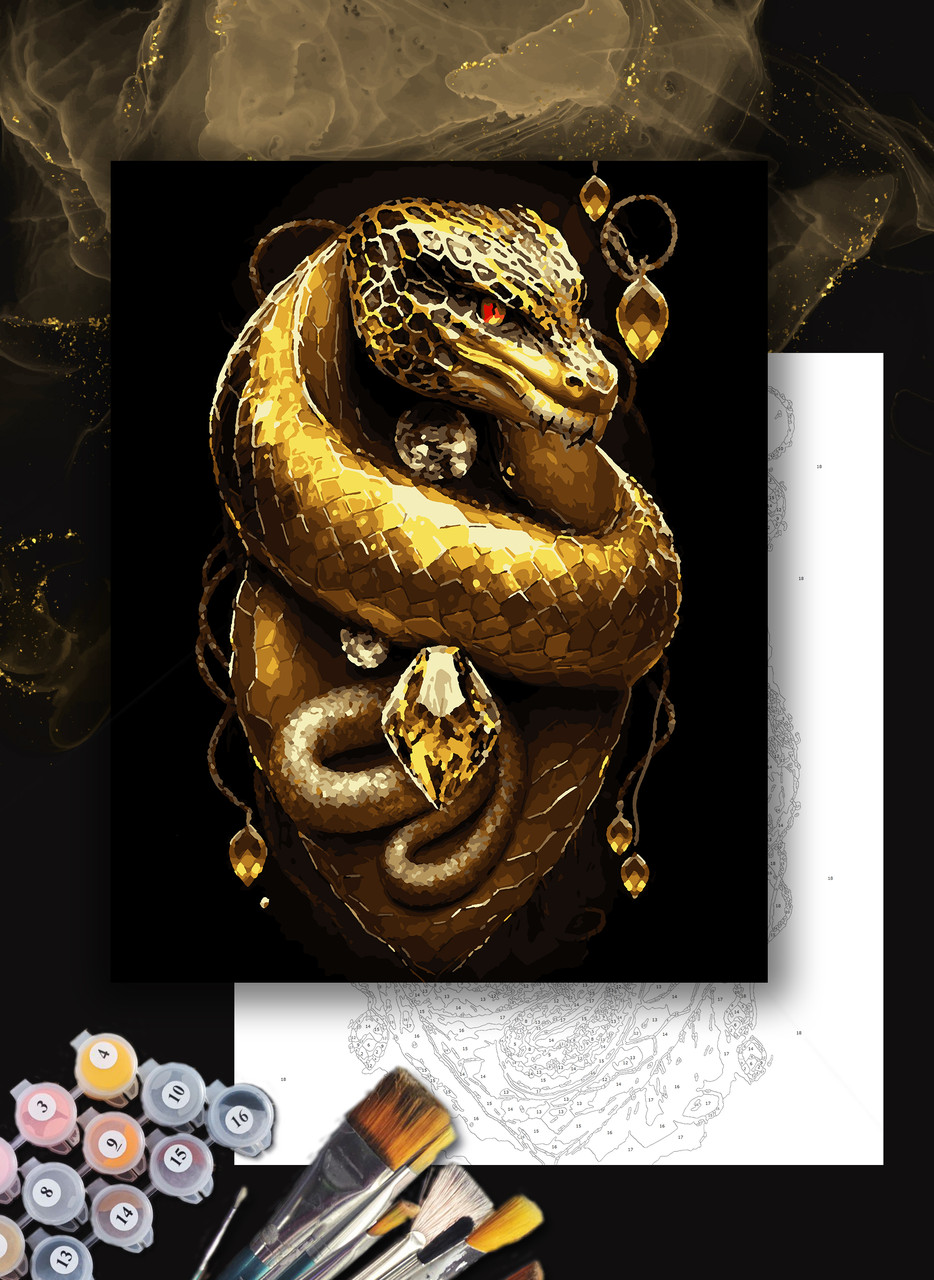 ЗОЛОТА Картина по номерам колекції "Art Millennium" на полотні із золотими фарбами "Змія"