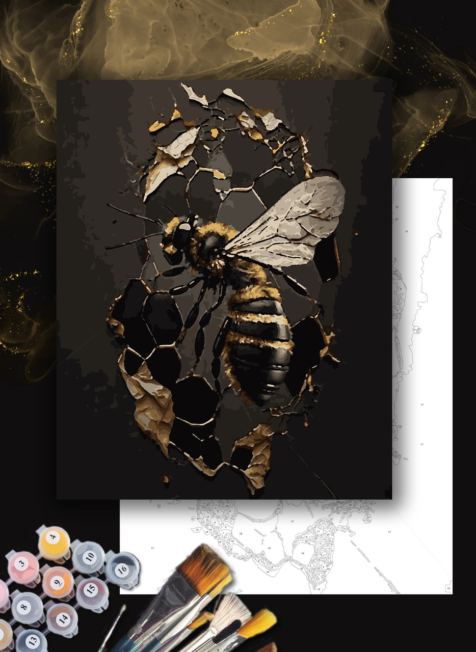 ЗОЛОТА Картина по номерам колекції "Art Millennium" на полотні із золотими фарбами "Оса / Бджола"