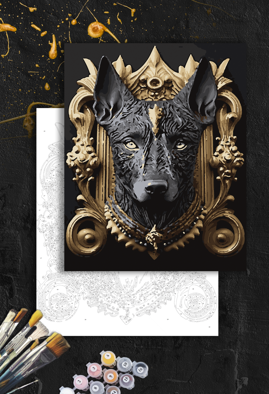 ЗОЛОТА Картина по номерам колекції "Art Millennium" на полотні із золотими акрил.фарбами "Собака"