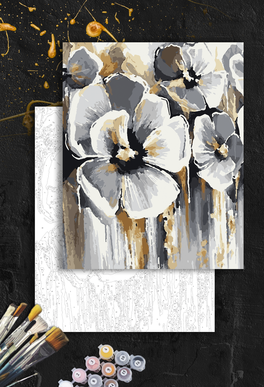 ЗОЛОТА Картина по номерам колекції "Art Millennium" на полотні із золотими акрил.фарбами "Квіти"