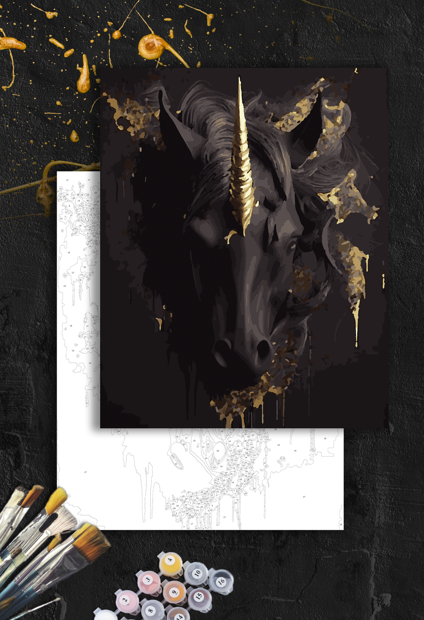 ЗОЛОТА Картина по номерам колекції "Art Millennium" на полотні із золотими акрил.фарбами "Єдиноріг" 