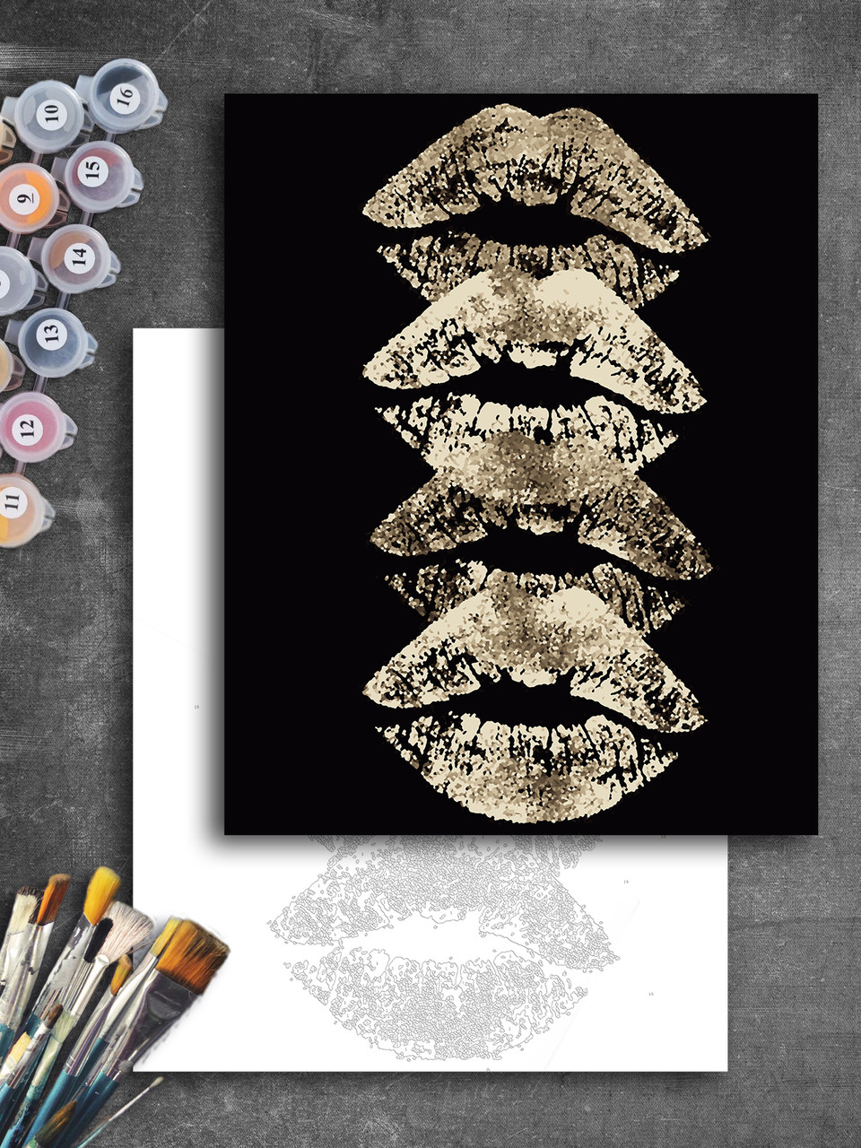 ЗОЛОТА Картина по номерам колекції "Art Millennium" на полотні із золотими фарбами "Губи. Поцілунок"