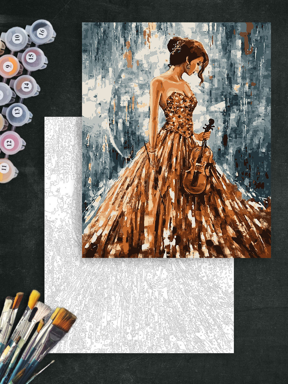 ЗОЛОТА Картина по номерам колекції "Art Millennium" на полотні із золотими фарбами "Дівчина у сукні"