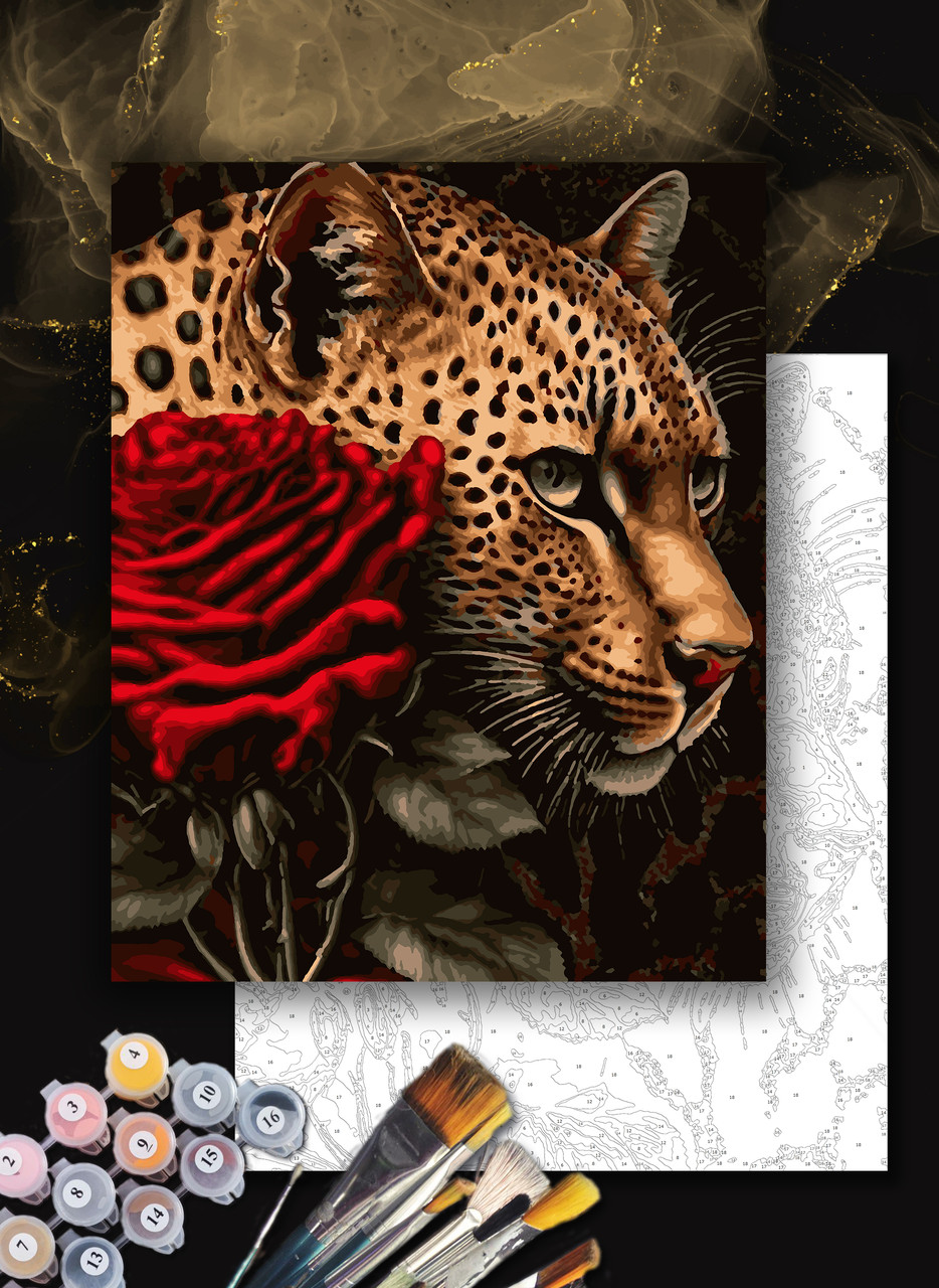 ЗОЛОТА Картина по номерам колекції "Art Millennium" на полотні із золотими фарбами "Леопард"