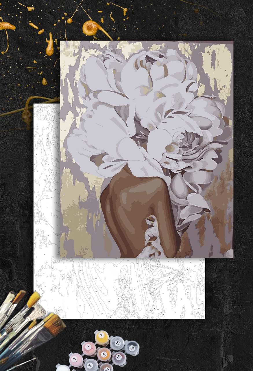 ЗОЛОТА Картина по номерам колекції "Art Millennium" на полотні із золотими акрил.фарбами "Дівчина з трояндами"