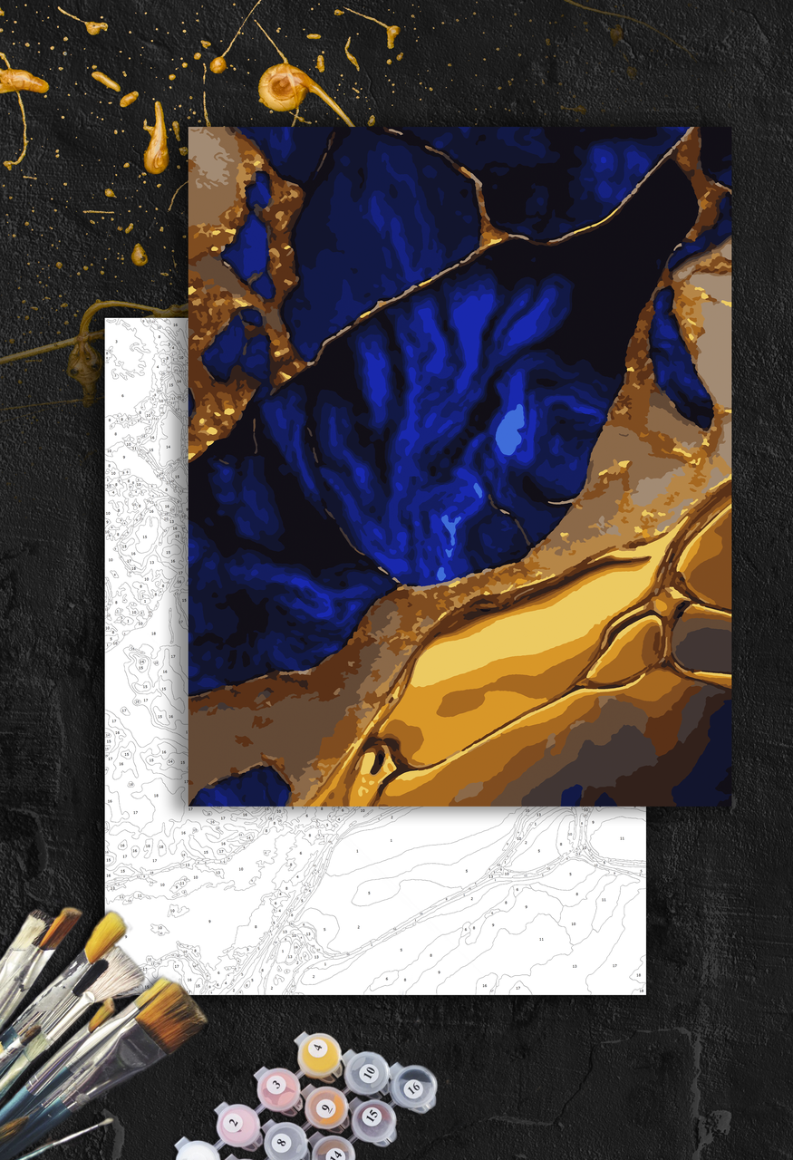 ЗОЛОТА Картина по номерам колекції "Art Millennium" на полотні із золотими акрил.фарбами "Прапор України" 