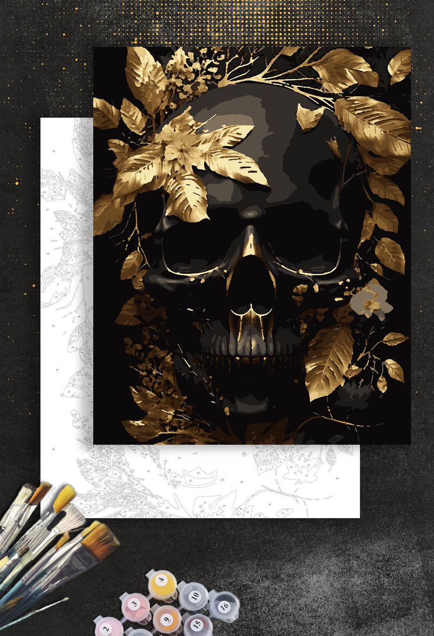 ЗОЛОТА Картина по номерам колекції "Art Millennium" на полотні із золотими акрил.фарбами "Череп" 